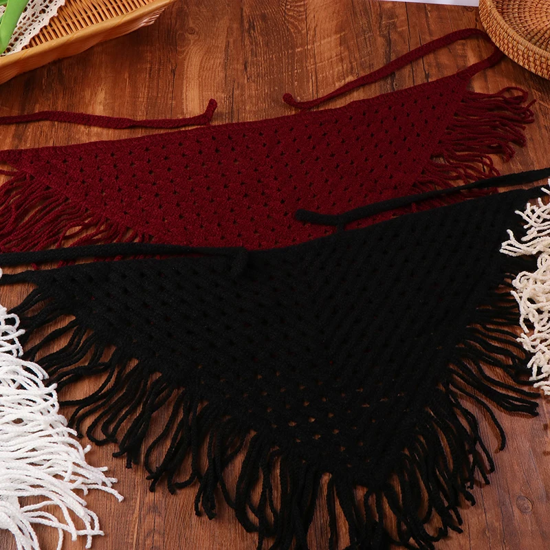 Y2K Hollow-Out Fringe Triangle Schal für Damen, Frühling, verstellbares Layering-Accessoire, vielseitiges Taillen- und Hüftwickel-Mode-Bandana – Detail 16