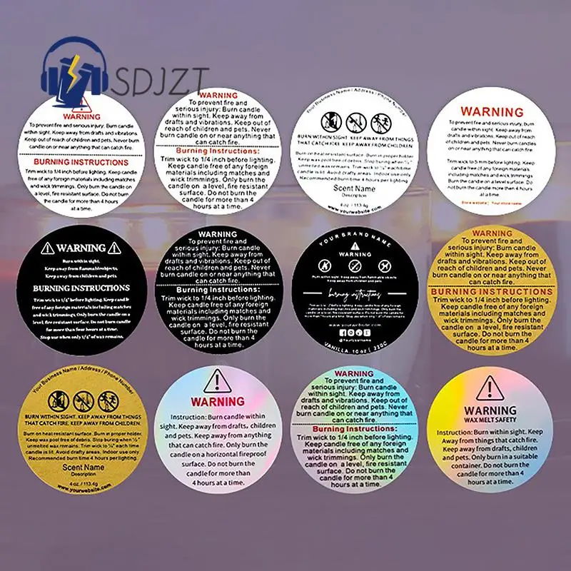 500 Stuks/Rol Kaars Pot Container Waarschuwing Label Waterdichte Stickers Smelten Veiligheidslabel Zelfklevend