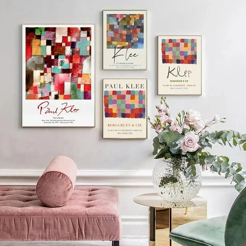Frameless canvas paintings,Paul Klee Exhibition Styles Wall Art Minimalist Print Canvas Painting Posters for Bedroom Modern Home
