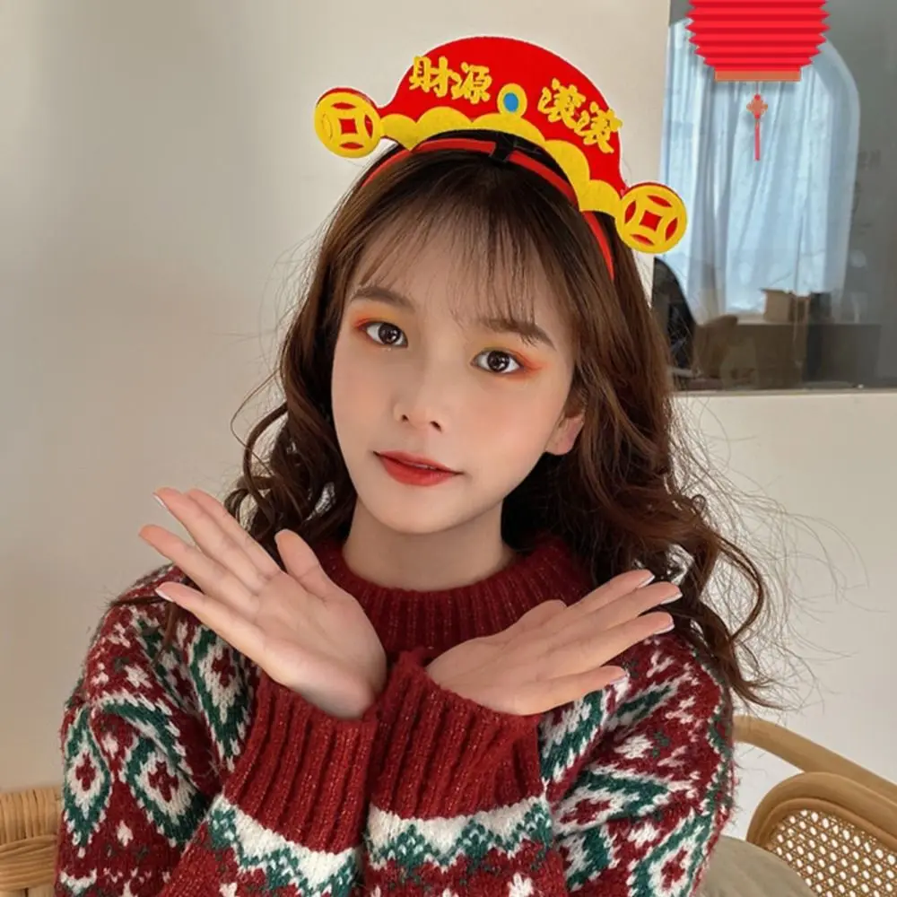 Red Hairband 2024 Happy New Year Headband Cartoon Chinese Style Dragon Headband Felt Hair Hoop Mascot Dragon New Year Headdress