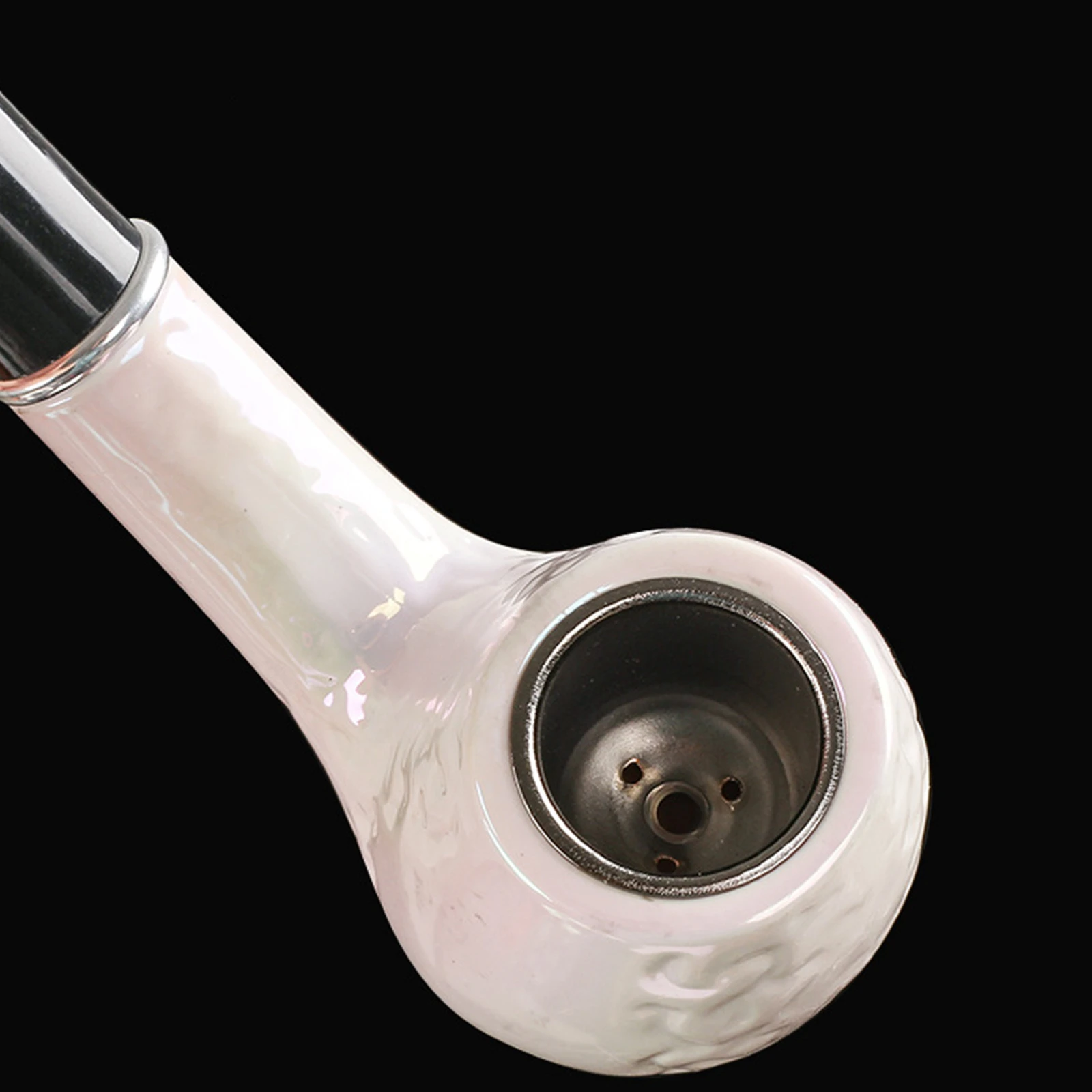 1pc Resin Wooden Tobacco Pipe, Curved White Colorful Filter Tobacco Pipe, Smoking Pipe, Smoking Accessories