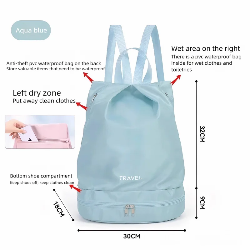Swimming Backpack is A Large Capacity Dry Wet Separation Bag Suitable For Swimming Fitness And Travel Enthusiasts - Waterproof