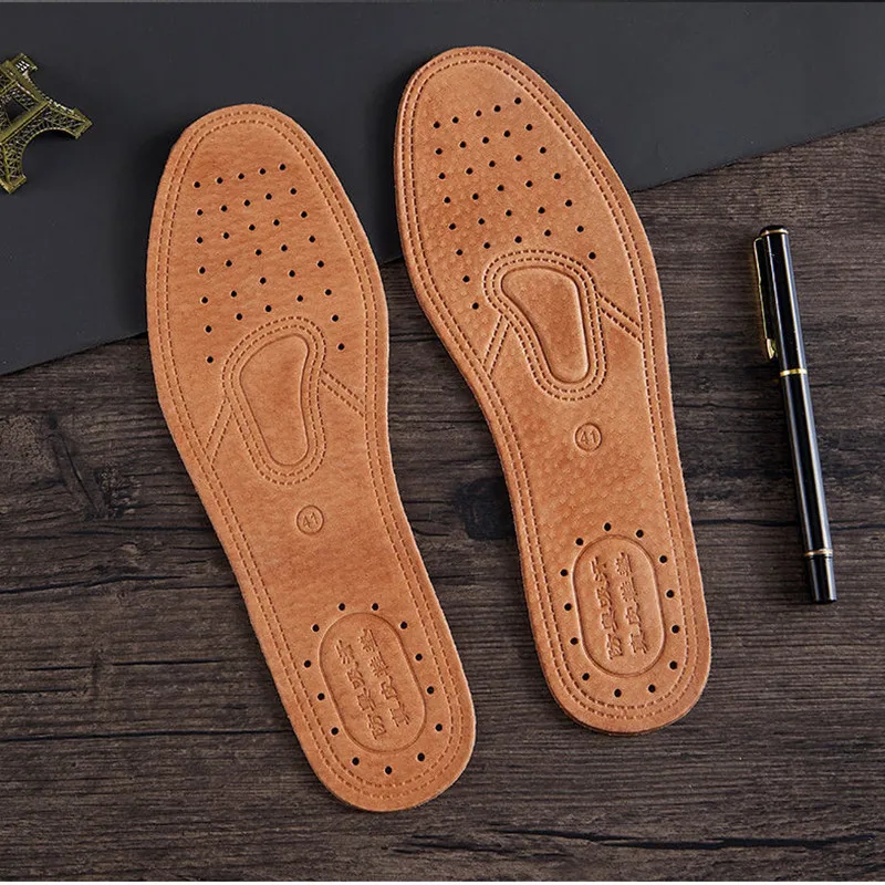 

1Pair Men Genuine Leather Insole Breathable Comfortable Soft Inserts Anti-Slippery Hard-Wearing Foot Pads Deodorant Shoes Sole