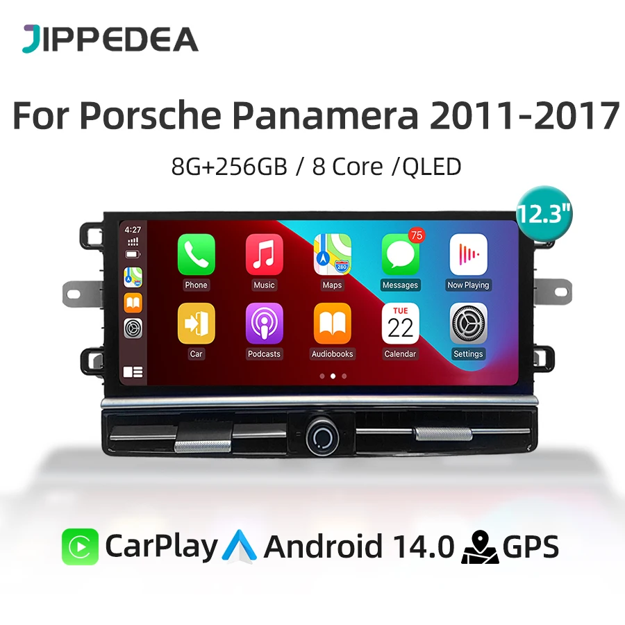 8G 256G Android 14.0 Car Multimedia Player For Porsche Panamera 2011-2017 CarPlay GPS Navigation 4G WiFi Bluetooth DSP Car Radio