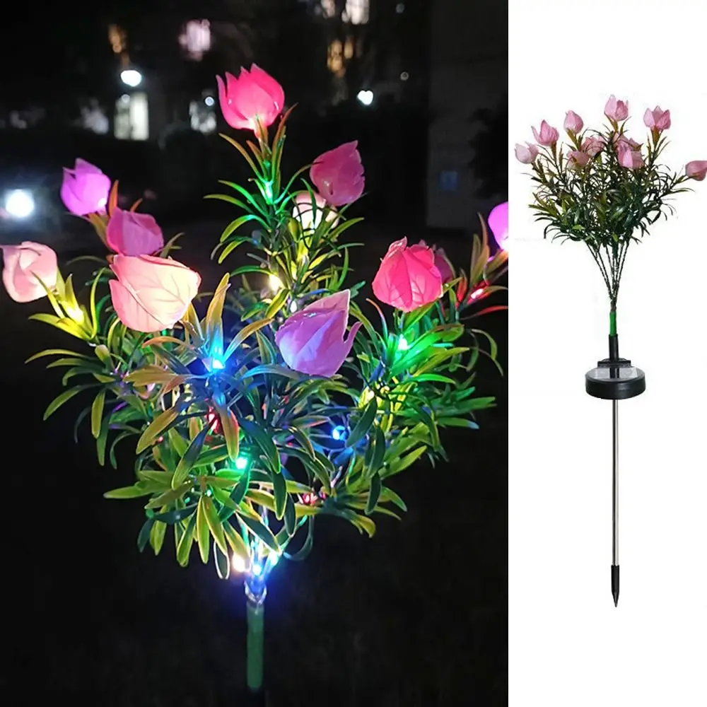 Gardenia Flower Solar Artificial Flower Light Realistic 42LED Waterproof Landscape Lamp Multi-Color Changing Solar Powered