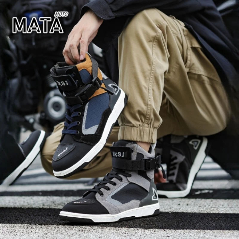 Moto Riding Shoes Men's and Women's Casual Short Boots Fall-proof Breathable Riding Boot Protective Shoes Anti-slip Protection