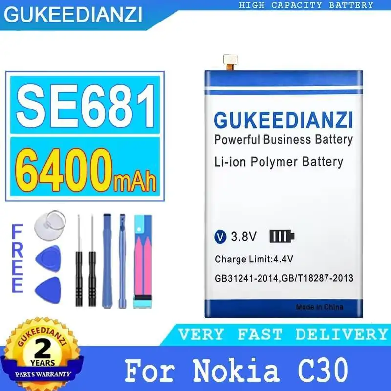 

Safe For Nokia C30 SE681 Mobile Phone Battery 6400Mah