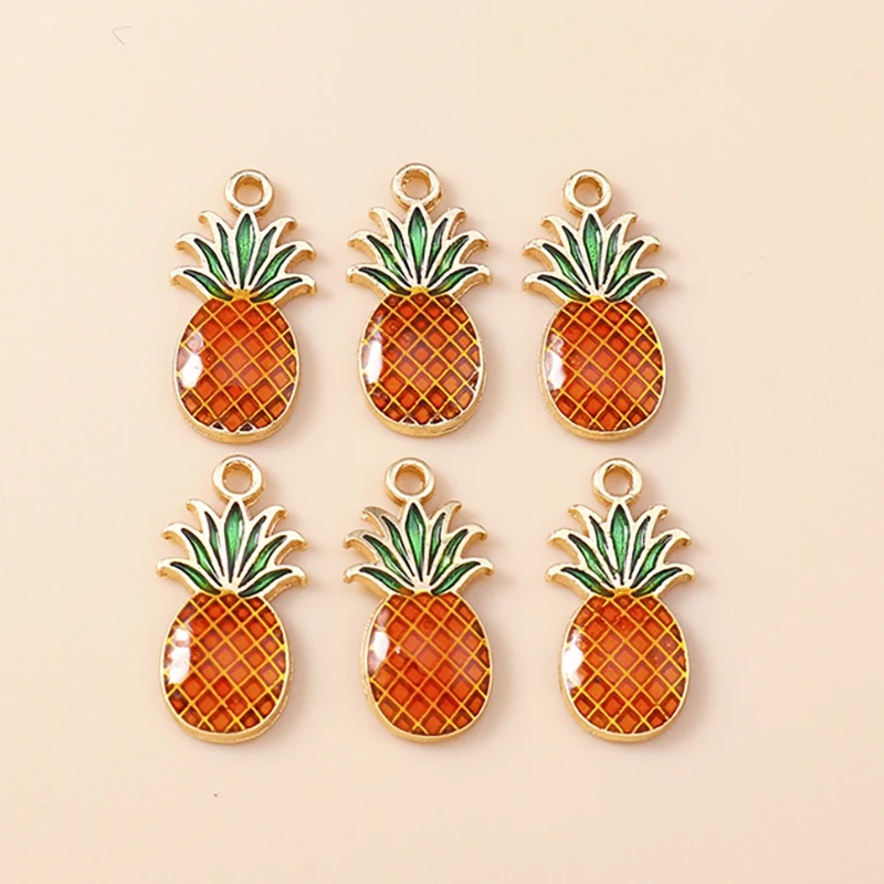 

20pcs 9x17mm Cute Fruit Charms Enamel Food Pineapple Charms Pendants for Jewelry Making Necklaces Earrings Bracelets DIY Gifts