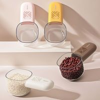 2Pcs With Scale Measuring Rice Spoon Removable Handle Built-in Storage Cavity Grain Spoon Transparent Plastic Pet Food Scoop