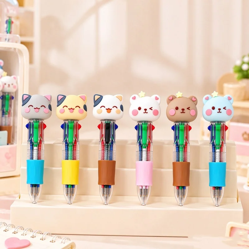 12/6 Pieces of Randomly Assorted High-Quality Four-Color Pens, Customizable Retractable Multi-Color Pens, Children's Drawing Stationery, Colored Pens, Creative Stationery