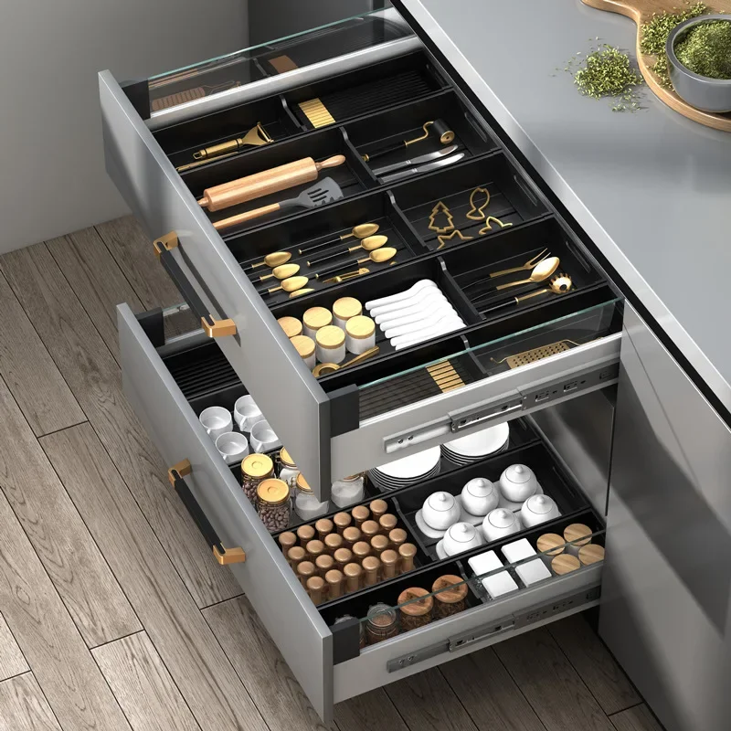 Kitchen storage boxes, cutlery, chopsticks, spoons, sorting cabinets, stationery sorting compartments, built-in drawer baskets.