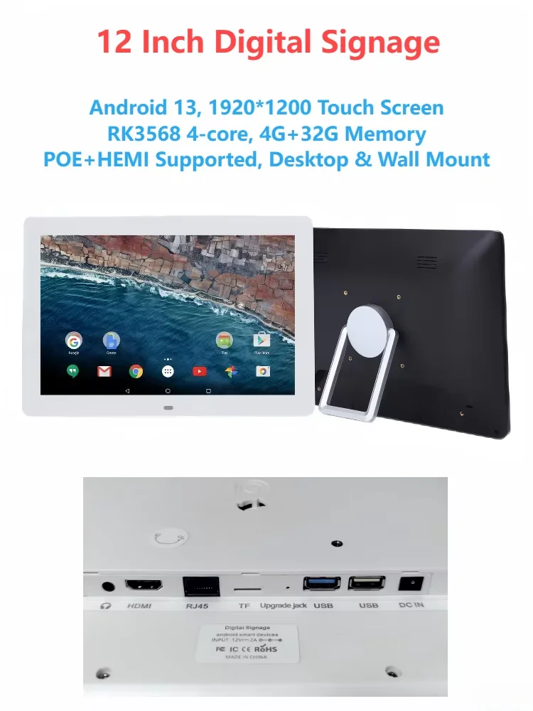 

Настенный планшет 12,1 дюйма на Android 13 с POE и HDMI, сенсорный экран 1920*1200 пикселей, панель для умного дома, дисплей для видеорекламы