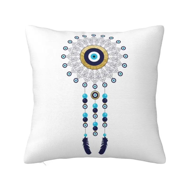 Custom  Chic Evil Eye Mandala Dream Catcher Square Pillow Cover Home Decorative Hamsa Nazar Bohemian Cushion Cover Throw Pillow