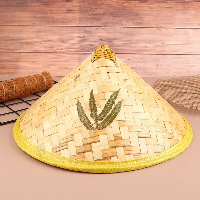 Chinesische Retro Bambus Rattan Fischer Hut Handgemachte Webart Stroh Eimer Hut Tourismus Regen Tanz Requisiten Kegel Angeln Sonnenschirm Hut – Detail 8