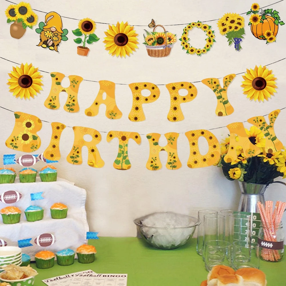 Süße Sonnenblumen-Mottoparty, alles Gute zum Geburtstag, Banner, Girlande, Fotohintergrund für Kindergeburtstag, Babyparty, Party-Dekoration
