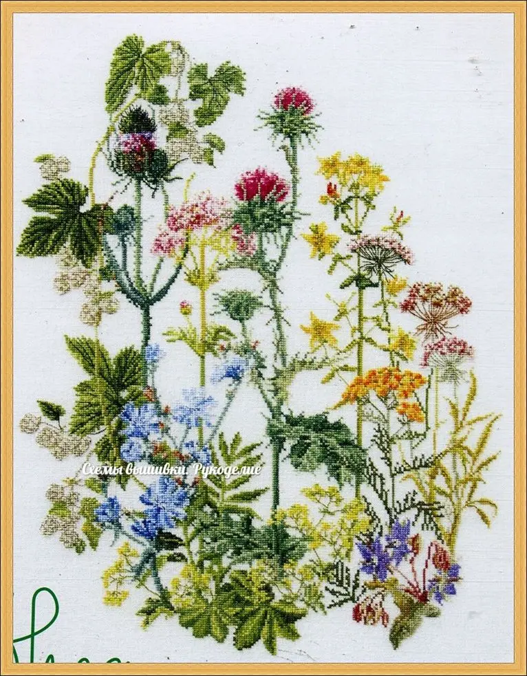 Ecological Cotton Thread Embroidery for Home Decoration, Cross Stitch, Wildflowers, Hanging Painting Gift, 49-60