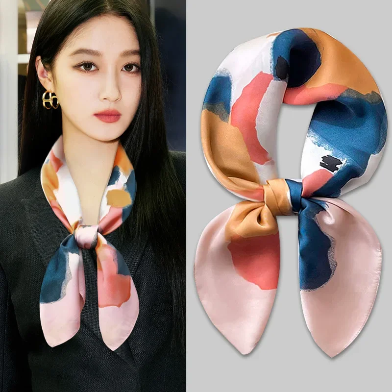 

Luxury Silk Scarfs Square Scarf Harajuku Wind Colorful Graffiti Kerchief Scarves Bandanna Wraps Scarf Decoration Shawl