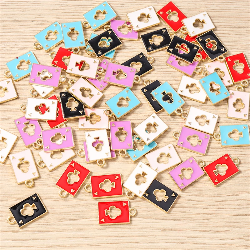10 Stück 11 x 18 mm niedliche Emaille-Hohl-Poker-Karten-Charms-Anhänger für Schmuckherstellung, Halsketten, Ohrringe, Armbänder, DIY-Bastelbedarf – Detail 11