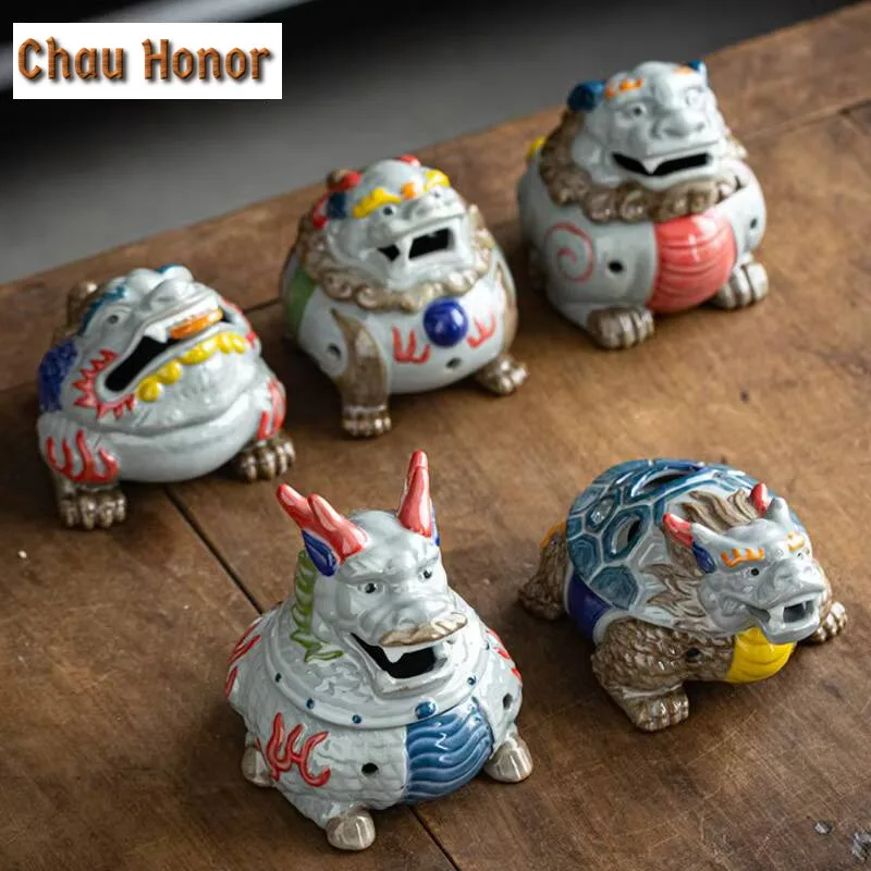 Creative Dragon Toad Plate Incense Holder Aesthetic Turtle Gold Mist Smoking Steamers Smell Distributor Tea Services Ornaments