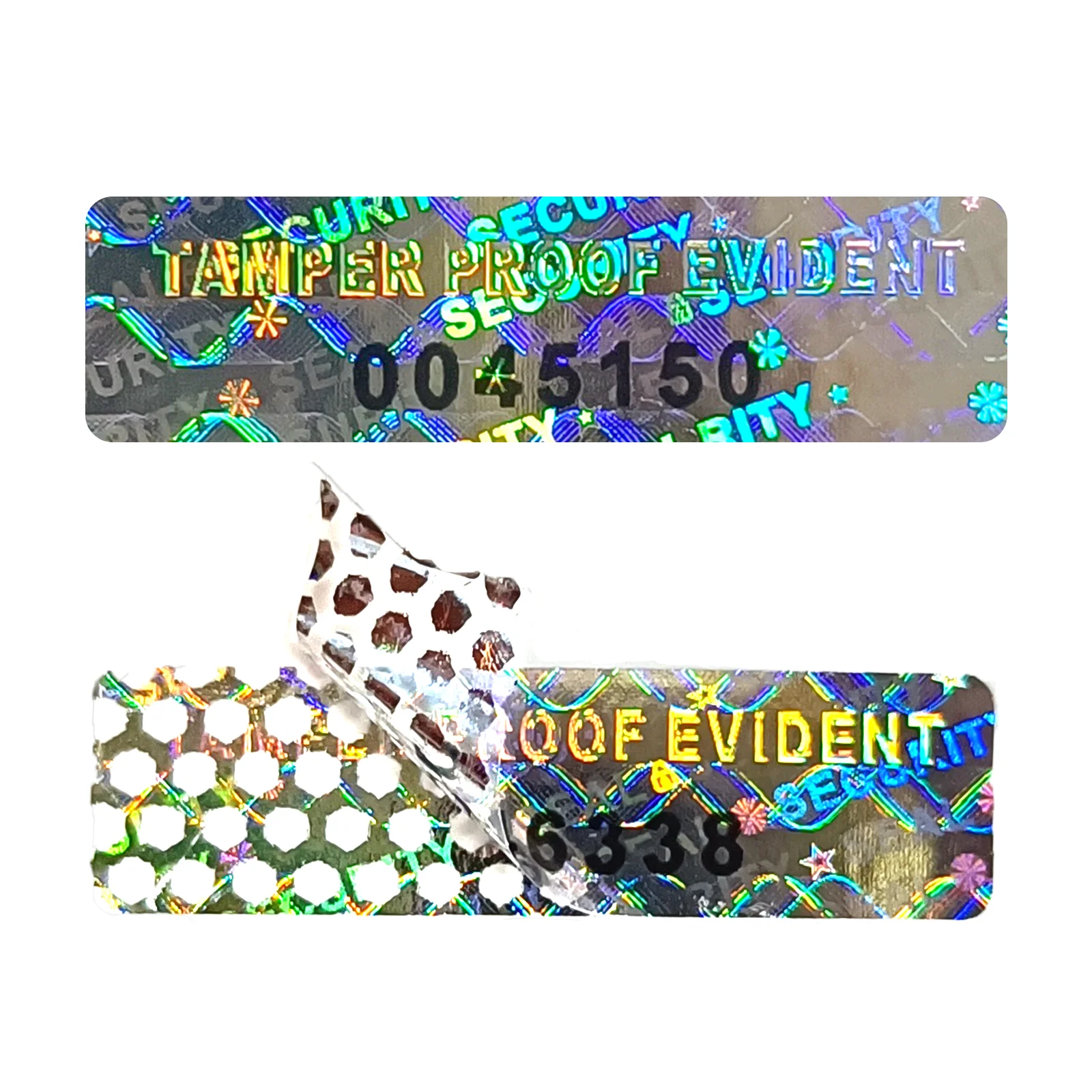 Tamper Evident Holographic Stickers, Security Labels, Genuine Warranty Seal, Unique Serial Number, 2.5x0.75cm