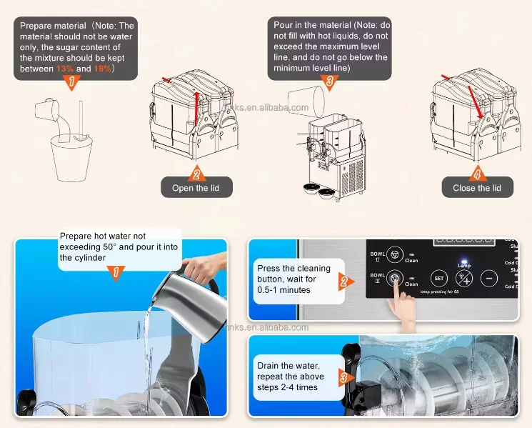 Stainless Steel Snow Melt Machine  Double Cylinder Slush Smoothie Machine Cold Drink Machine