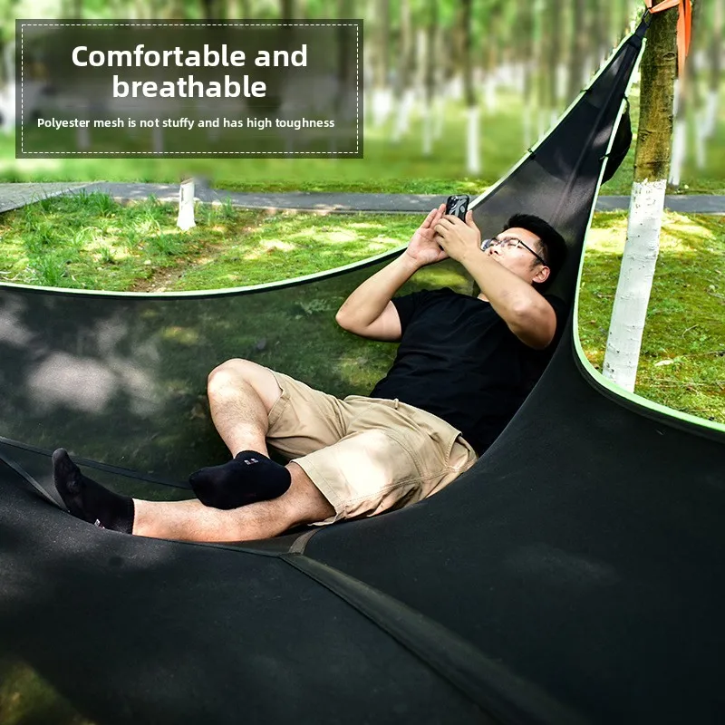 All Season Outdoor Camping Hammock Multi Person Breathable Encrypted Mesh Triangle Cradle Hammock Factory In Stock Portable Comf