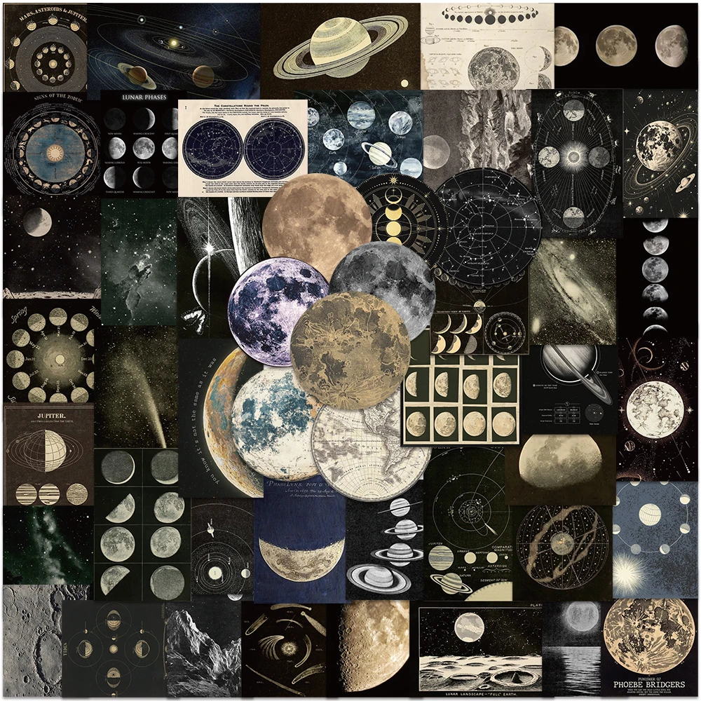 50 Uds. De pegatinas de galaxia de planetas espaciales del universo oscuro cósmico, coche estético, motocicleta para diario basura, maletas, álbum de recortes, juguete para niños
