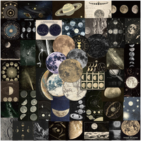 50PCS Cosmic Dark Universe Space Planets Galaxy Stickers Aesthetic Car Motorcycle for Junk Journal Suitcases Scrapbook Kids Toy