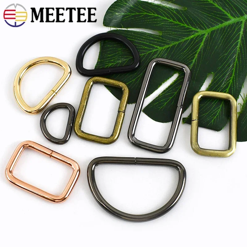 10Pcs Metal Bag Buckle 16-50mm D Ring Buckles for Strap Webbing Belt Hooks Dog Collar Connector Clasp DIY Hardware Accessories