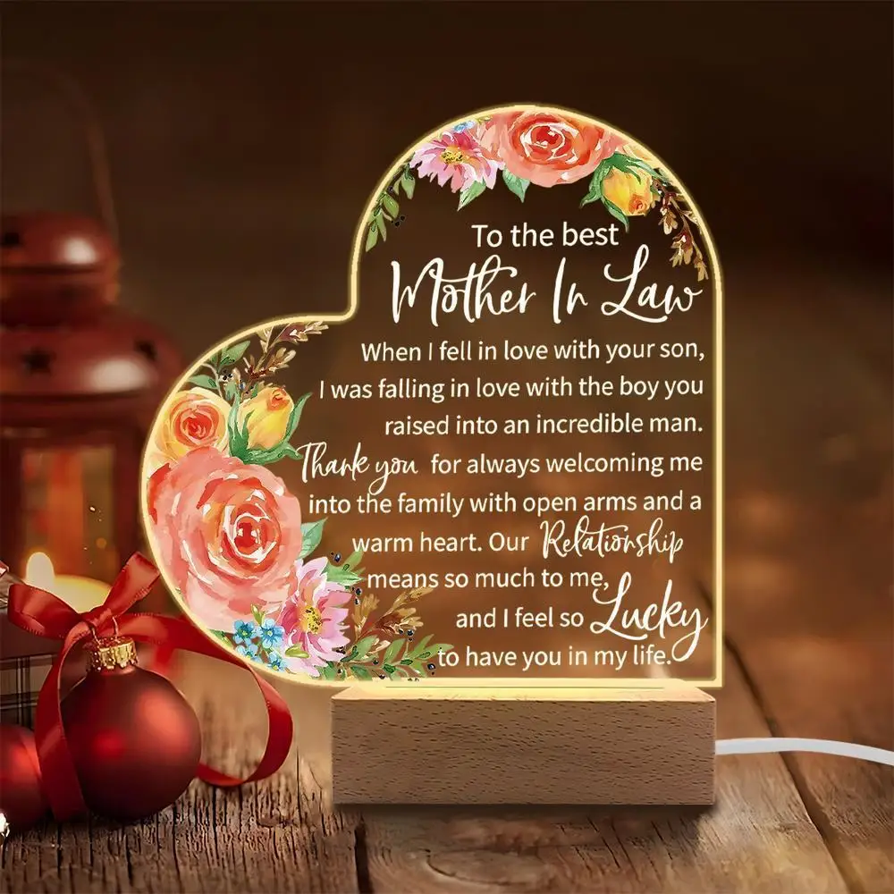 1PC 아크릴 발광 장식 사진 액세서리, USB 베이스, 시어머니 선물, 휴일 장식품