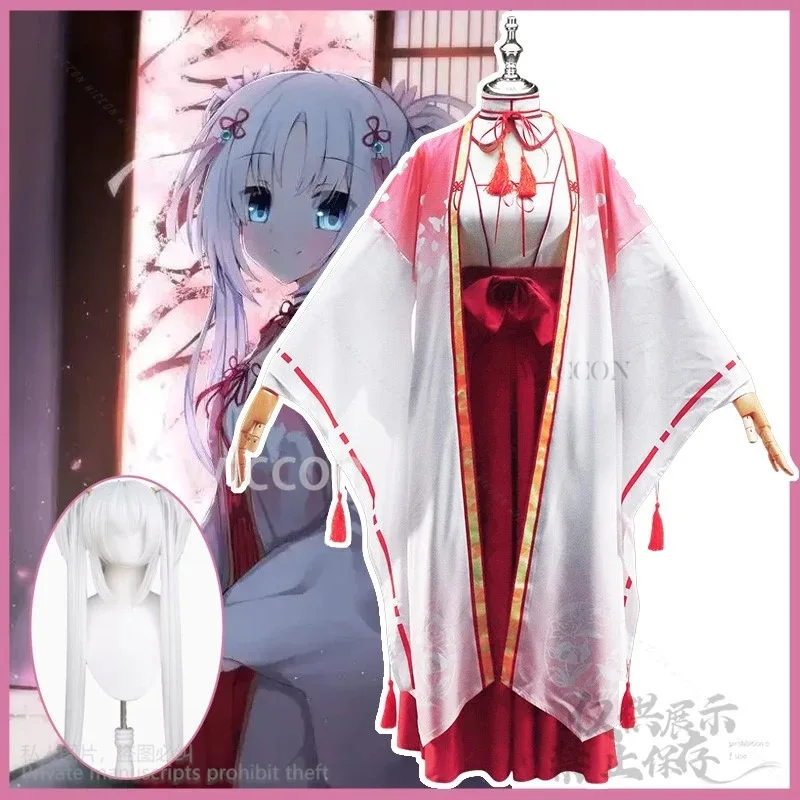 

XT8Anime Game Senren*Banka Cosplay Tomotake Yoshino Costume Japanese Kimono Dress Uniform Wig For Halloween Christmas CustoXT6@!