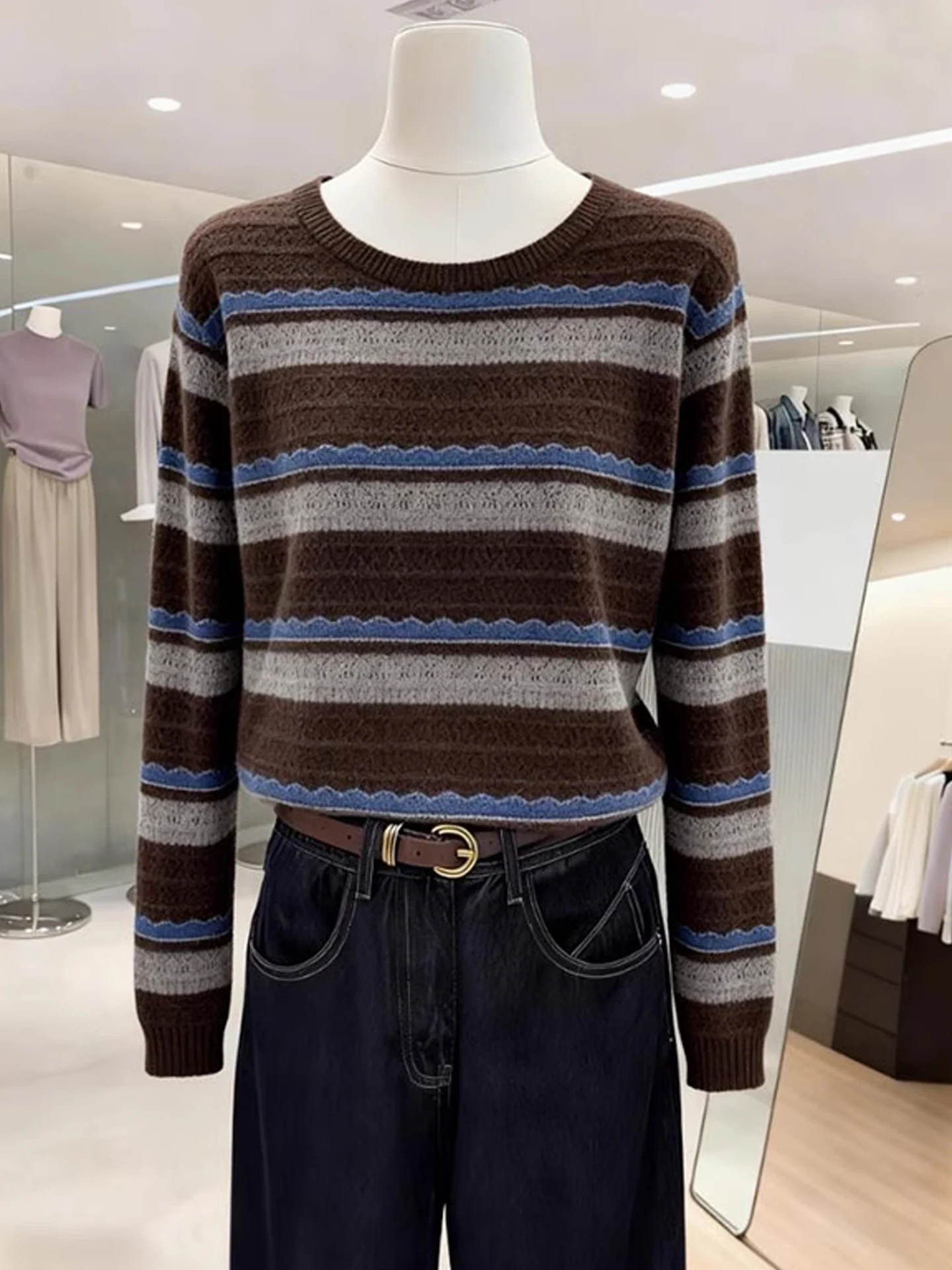 V-Ne Lange Sve Gebreide Trui Retro Sle Kleur Blo Basislaag Top Eenvoudig Lui Faionable Woon-werkvriendelijke Dameskleding