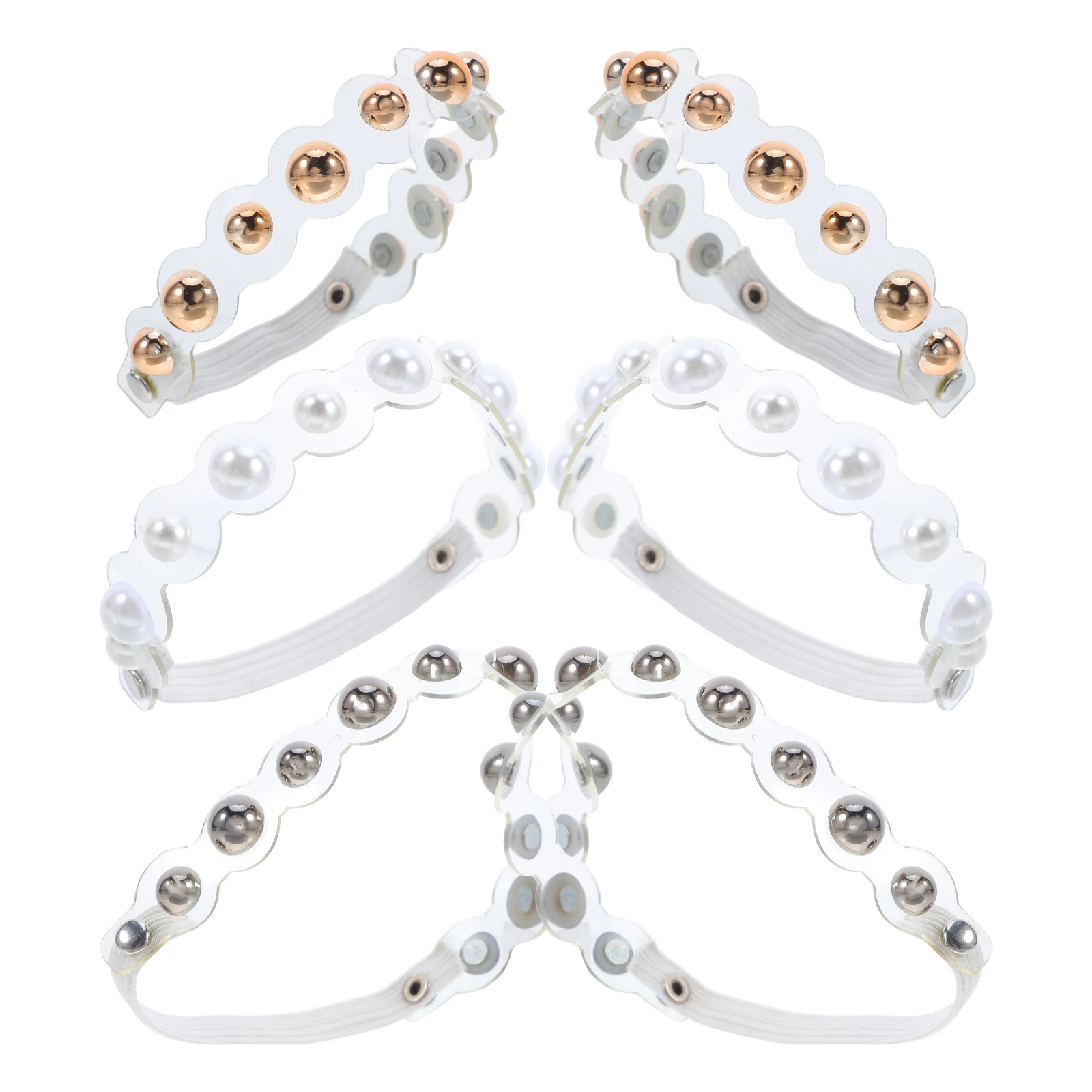 

6pcs 3 Pairs Elastic Shoelaces Women Pvc Pearl Adjustable Heel Bands Ankle Straps Replacement Durability Comfort Walking