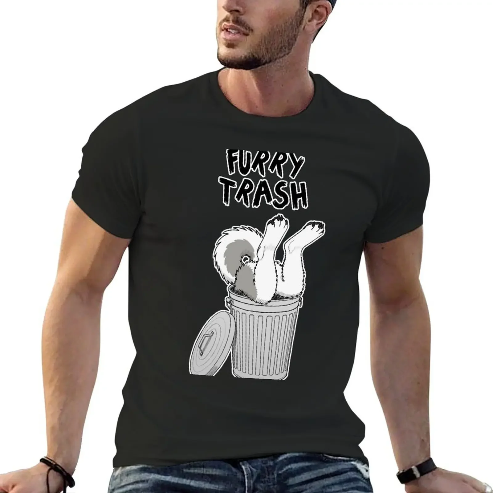 Furry Trash - Gray Husky/Malamute T-Shirt customs oversized t shirt mens shirts graphic tee