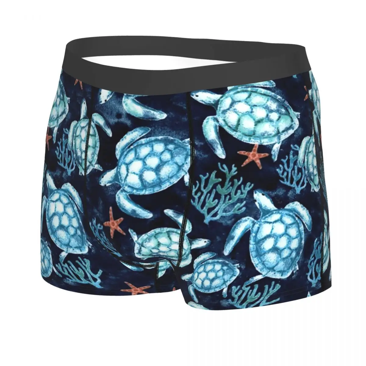 Male Sexy Ocean Blue Turtles Underwear Sea Animal Boxer Briefs Men Breathable Shorts Panties Underpants