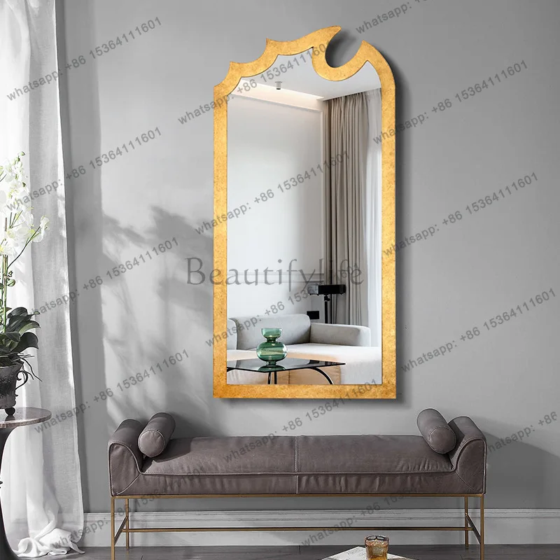 

yj9 French retro style bathroom mirror special-shaped light luxury decorative mirror
