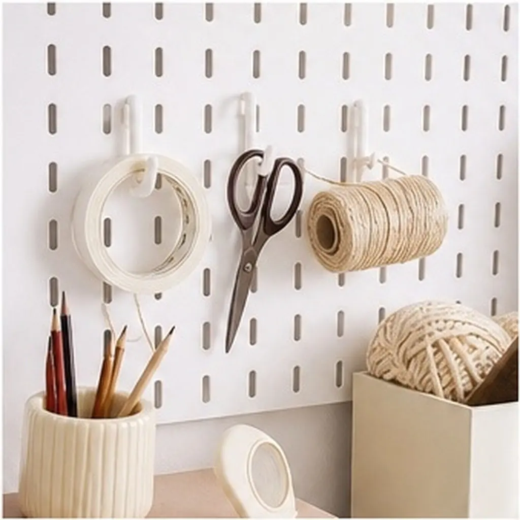 20Pcs White Plastic Pegboard J Hooks Heavy Duty Fits 0.6x0.2inch Hole Pegboard Wall Organizer Kitchen Storage Display Hanging