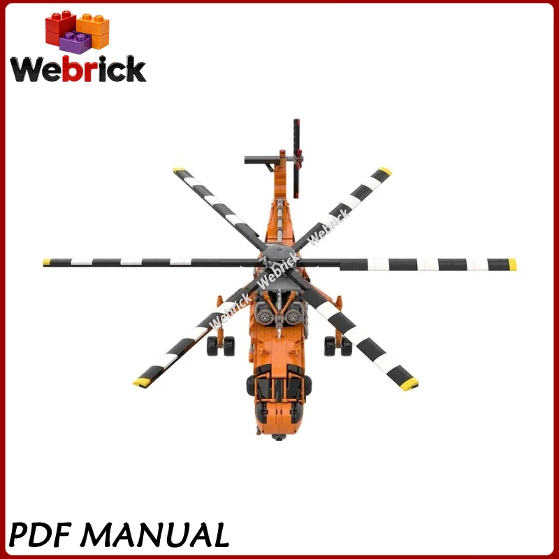 

S-64 Skycrane Large Cargo Helicopter MOC Building Blocks Model, Realistic Industrial Lift Aircraft For Adult Collectors