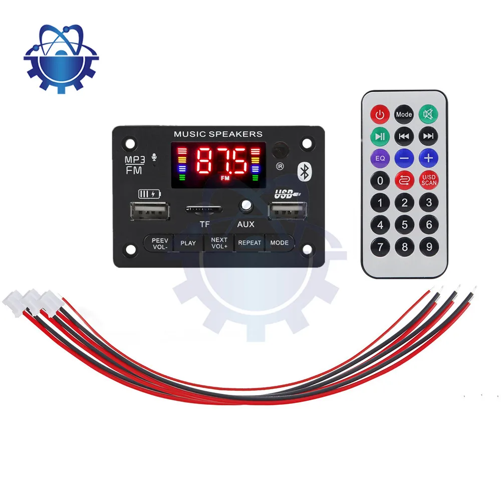 6W Bluetooth Compatible Amplifier Board DC6V-12V  Stereo Audio Digital Power Amplifier MP3 Decoder Board Radio USB Player Module
