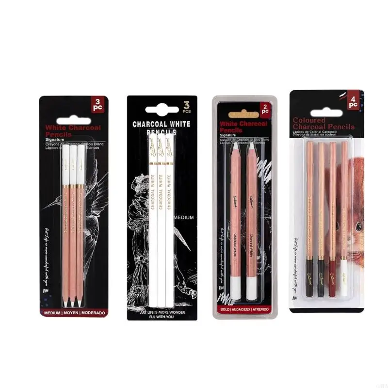 

G8TA 2/3/4 Pcs White Charcoal Pencils Highlight Pencil Drawing Charcoal Pencils Art Drawing Tool for Students Hobbyists