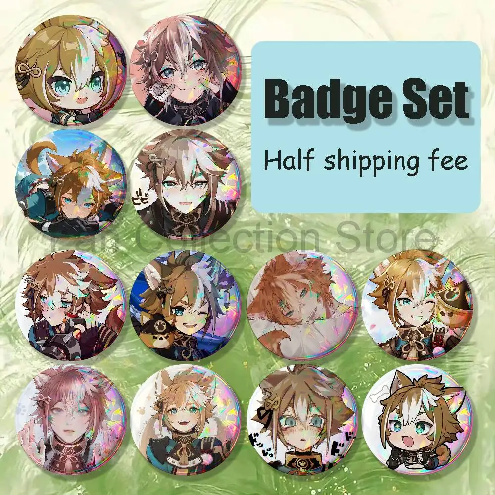 G-Gorou G-Genshin Game 4-piece set Enamel Pins Cartoon Anime Badge Fashion Jewelry Accessories Round