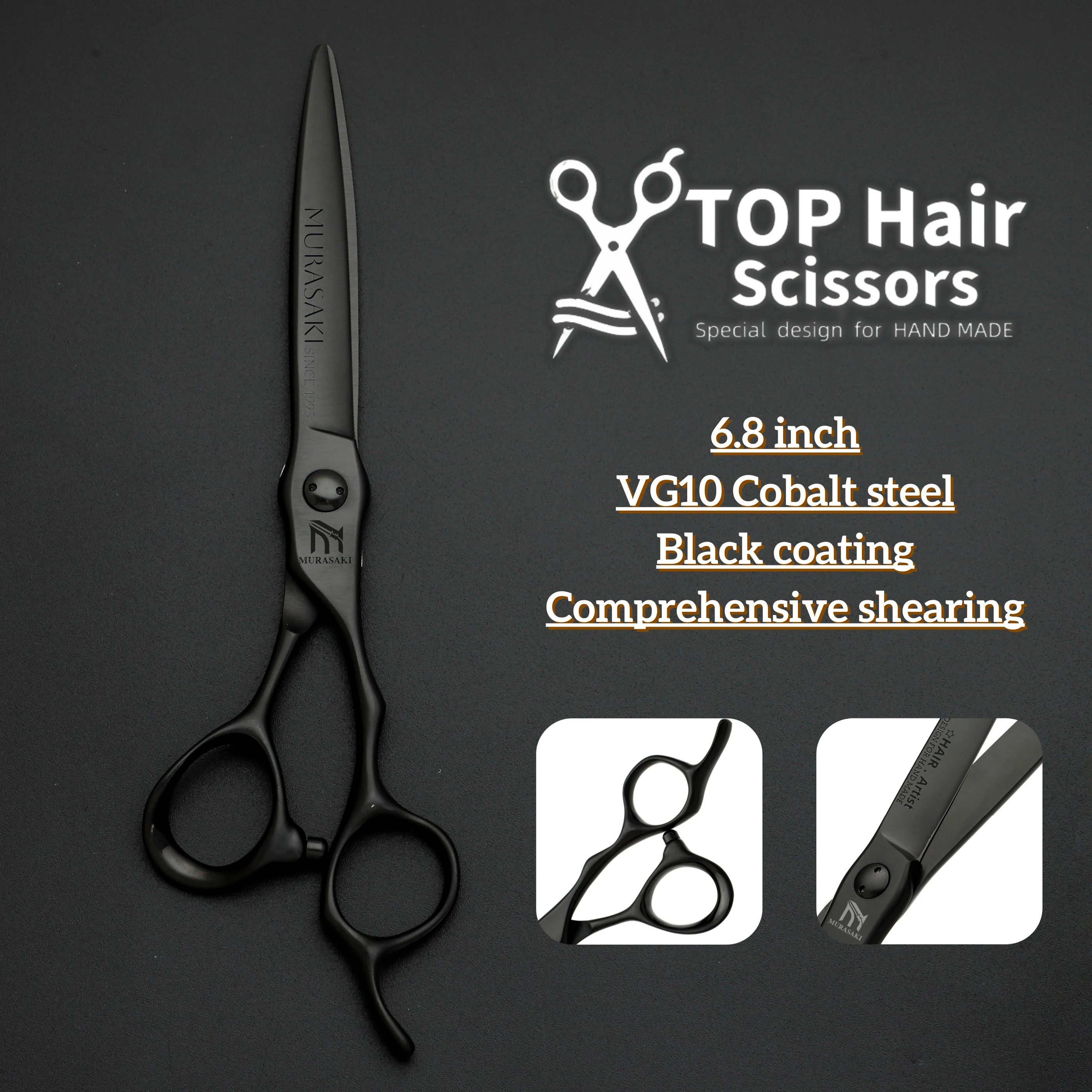 MURASAKI Profi-Friseurschere, Japan VG10 Stahl 6,5 Zoll Barbier-Schere, Patentiertes Hohlkammer-Design Haarschneidewerkzeug – Detail 14