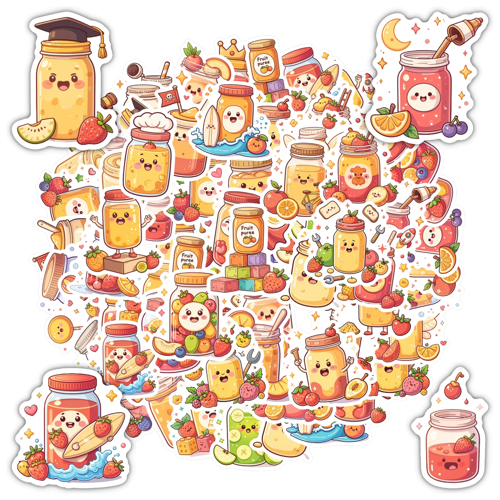 

35pcs-100pcs Cute Cartoon Characters Stickers Playful Cute Food Funny Stickers DIY Stickers For Guitar Laptop Helmet Skateboard