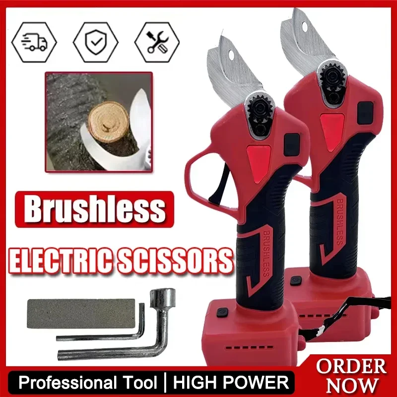 Electric Pruner 4 Gears Cordless Handheld Orchard Shrub Pruning Tree Branches Cutter For Milwaukee Battery Professional‑grade