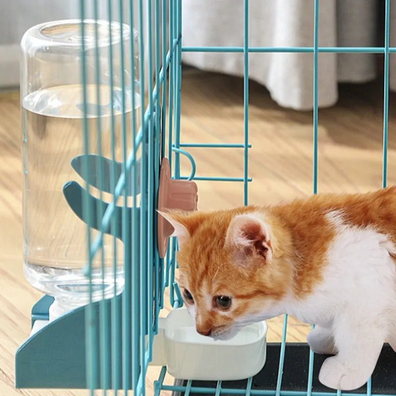 

2-in-1 Hanging Pet Feeder Water Dispenser Detachable Cage Bowl Food Container for Dogs Cats No Spill Space Saving Easy Install