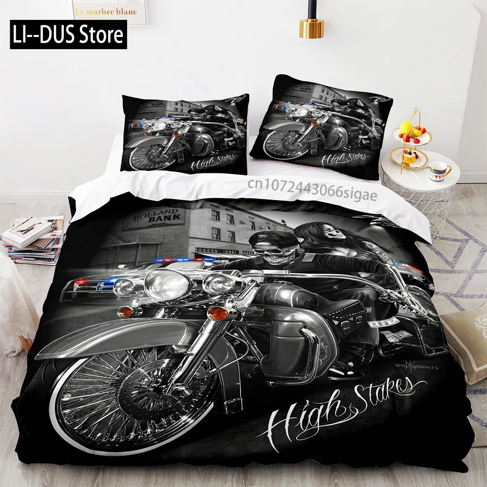 

Motorcycle Bedding Set Single Twin Full Queen King Size Wild Race Bed Set Aldult Kid Bedroom Duvetcover Sets 3D Anime Cool 038