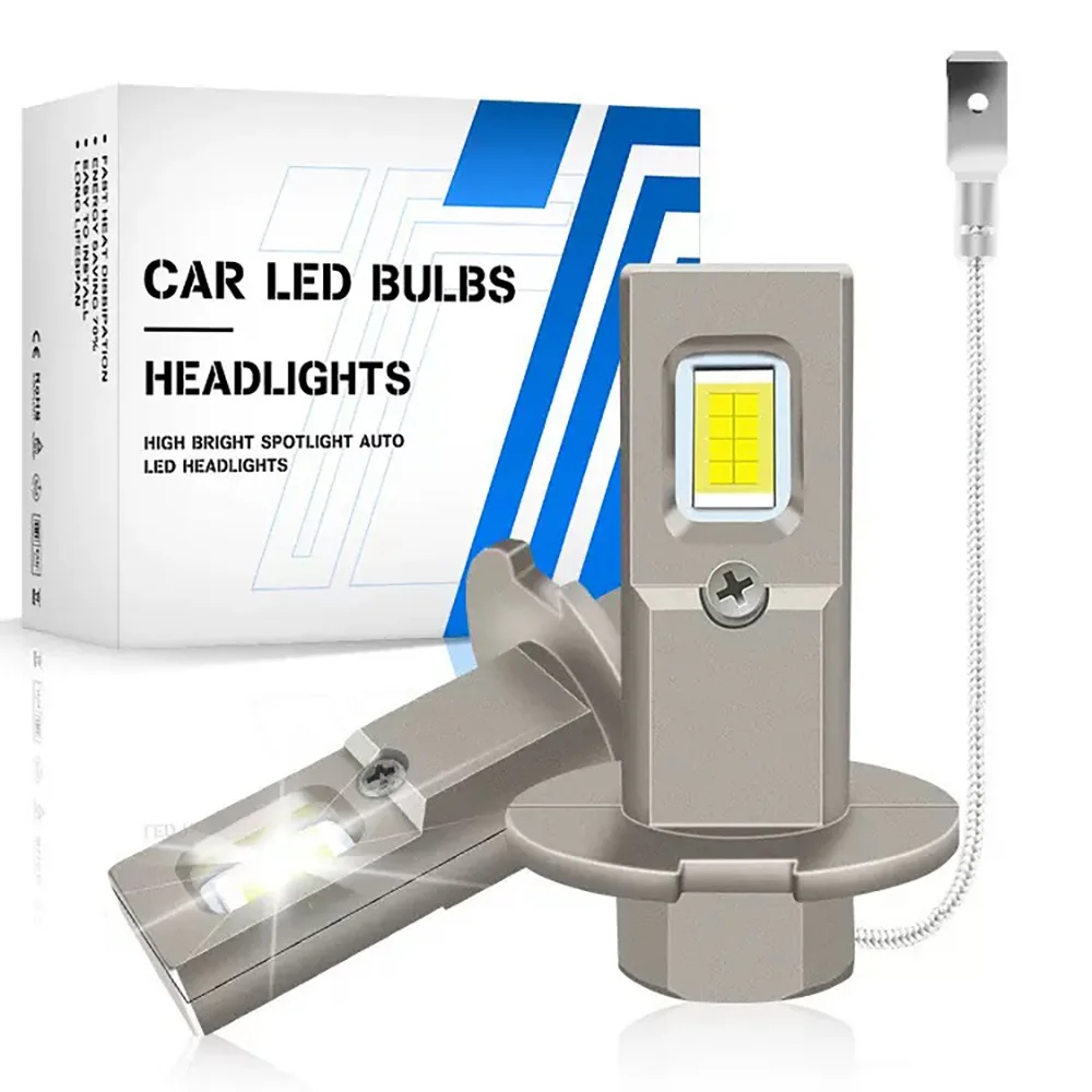 H1 Car Fog Light Integrated Headlight H3 Plug-in Bulb 2 SMD 5730 High Brightness 6000K 360 ° Light Source 12V. 2-Piece Set.