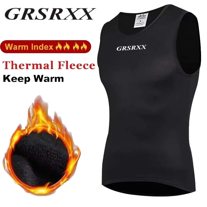 GRSRXX Winter Radfahren Basisschicht Thermo Ärmelloses Mountainbike Sportshirt Radfahren Warme Weste Fahrrad Jersey Shirt Unterhemd