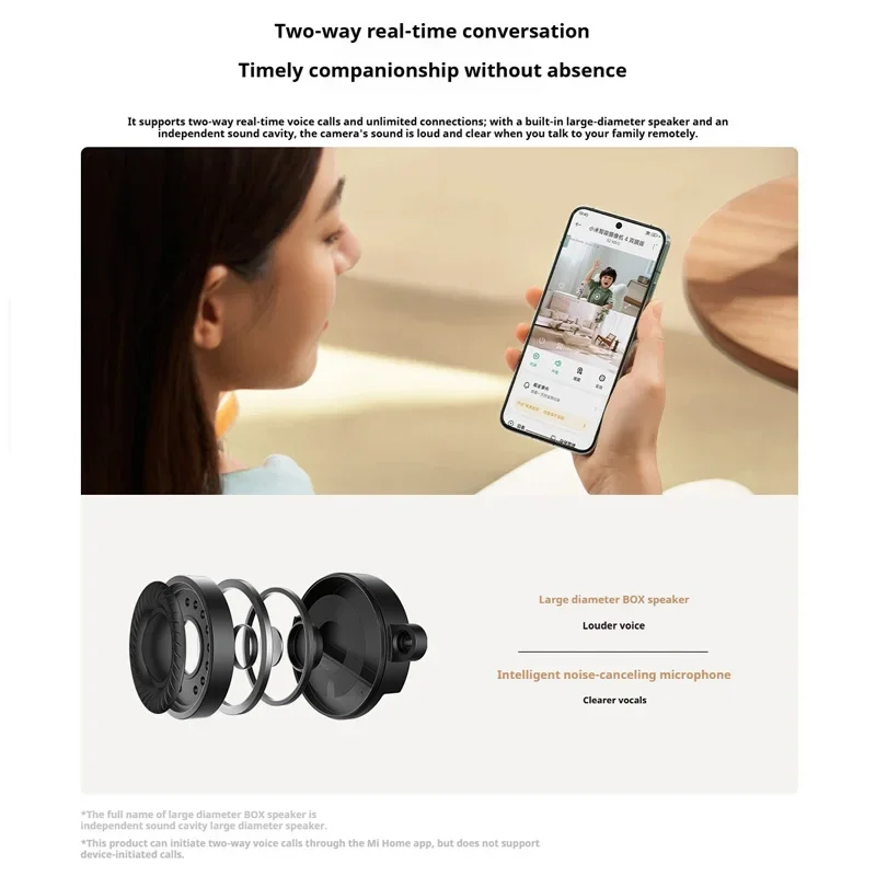 كاميرا Xiaomi الذكية الجديدة 4 إصدار كاميرا مزدوجة، عدسة مزدوجة مزدوجة 5 مليون بكسل 3K جودة الصورة 360 درجة °   كاميرا داخلية بانورامية