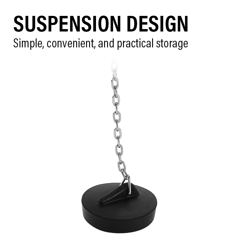 Sink Plug Universal Rubber Drain Stopper with Round Beaded Chain Bath Sink Drain Stopper Plug for Bathroom Bathtub Kitchen